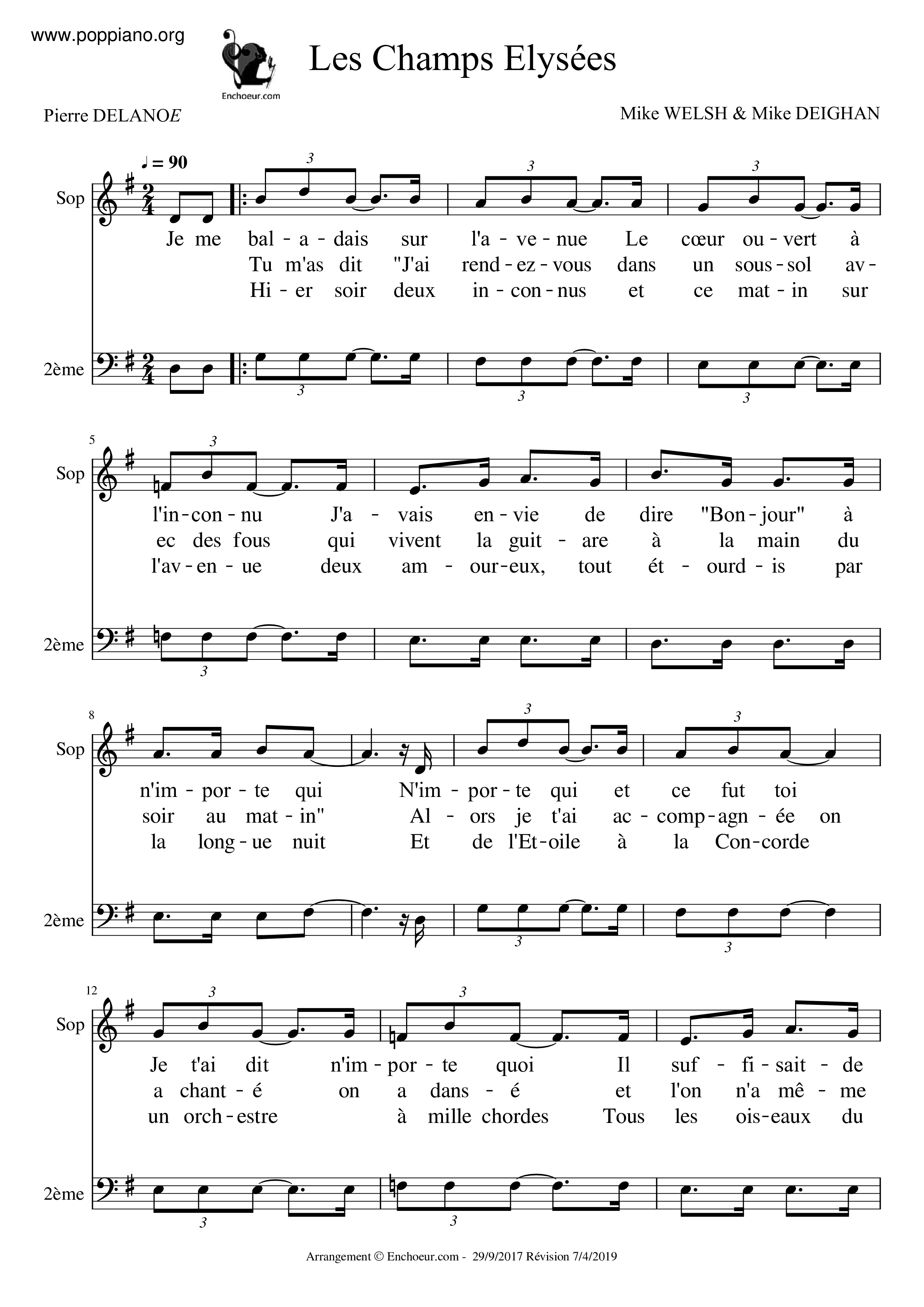 Pierre DelanoeLes Champs Elysees Sheet Music pdf, Free Score Download ★