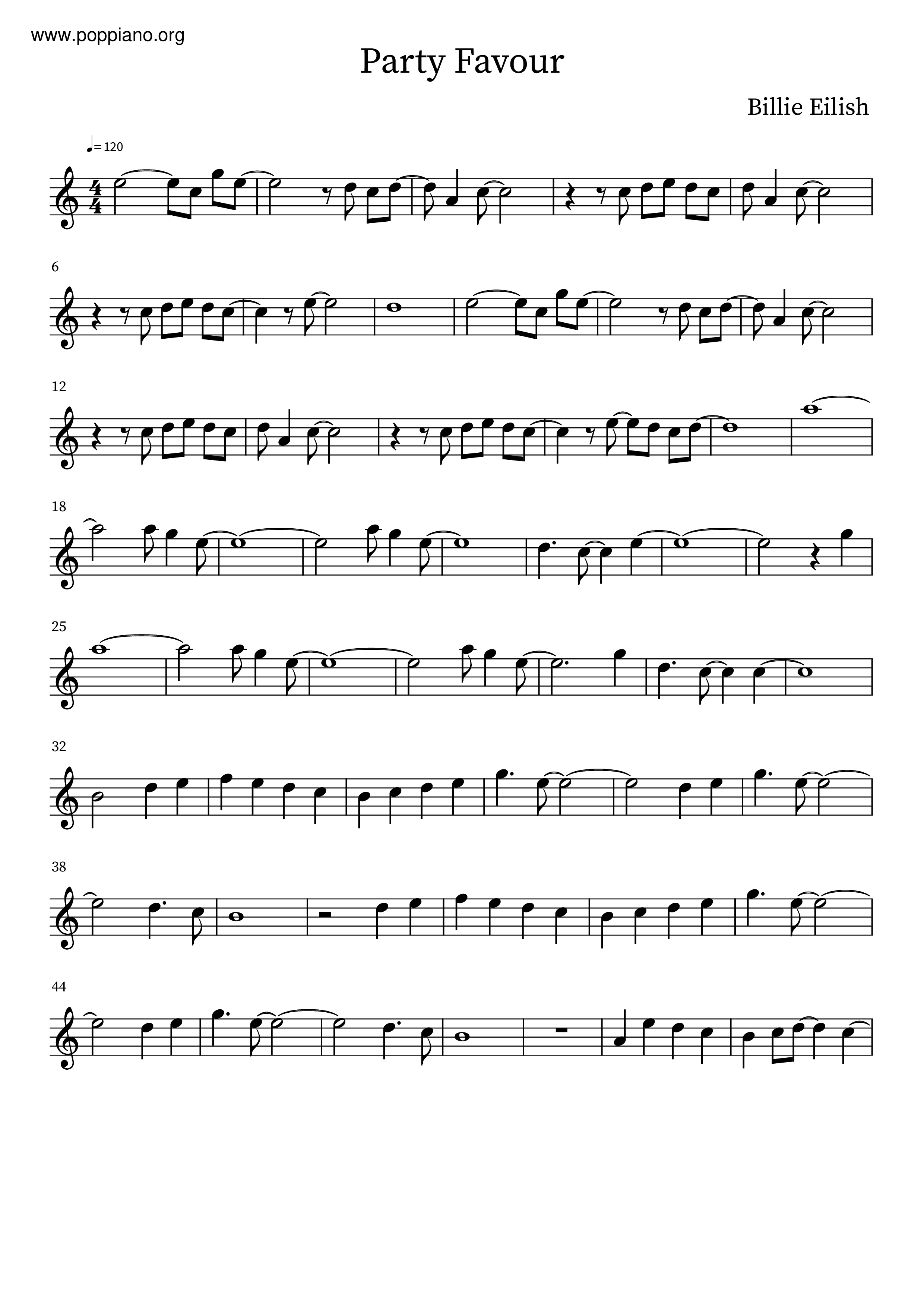 Billie EilishParty Favor 小提琴譜pdf香港流行鋼琴協會琴譜下載 ★