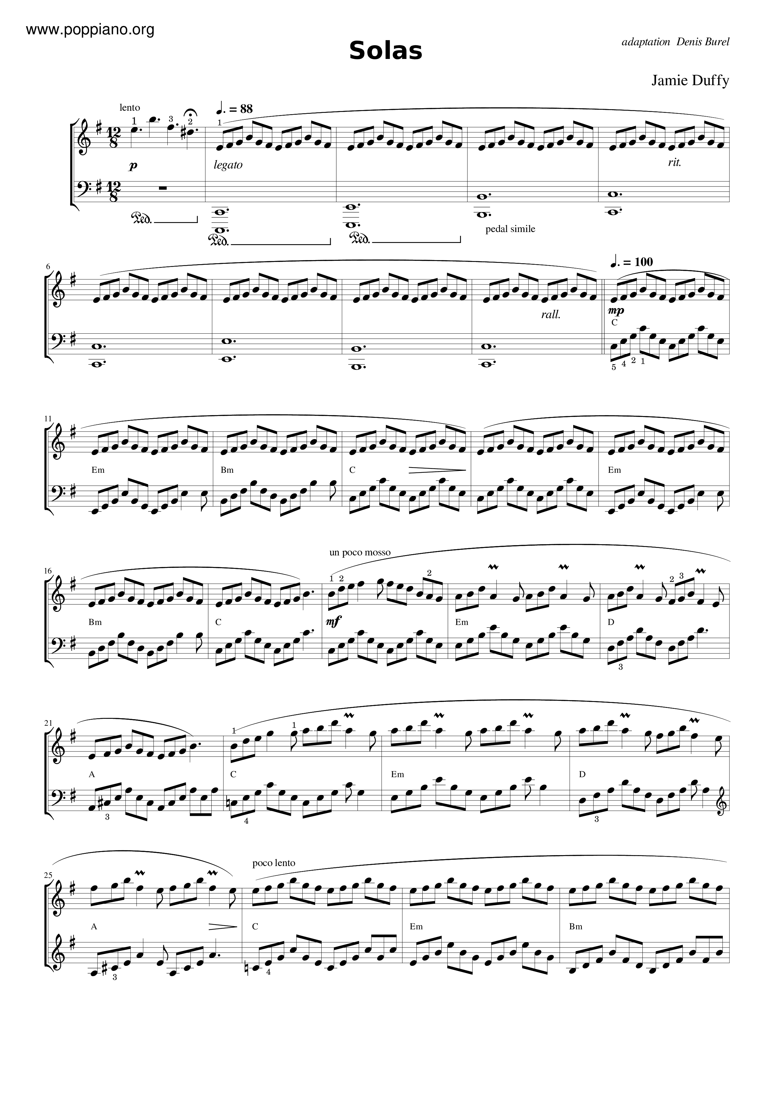 Jamie Duffy-Solas Sheet Music pdf, - Free Score Download ★