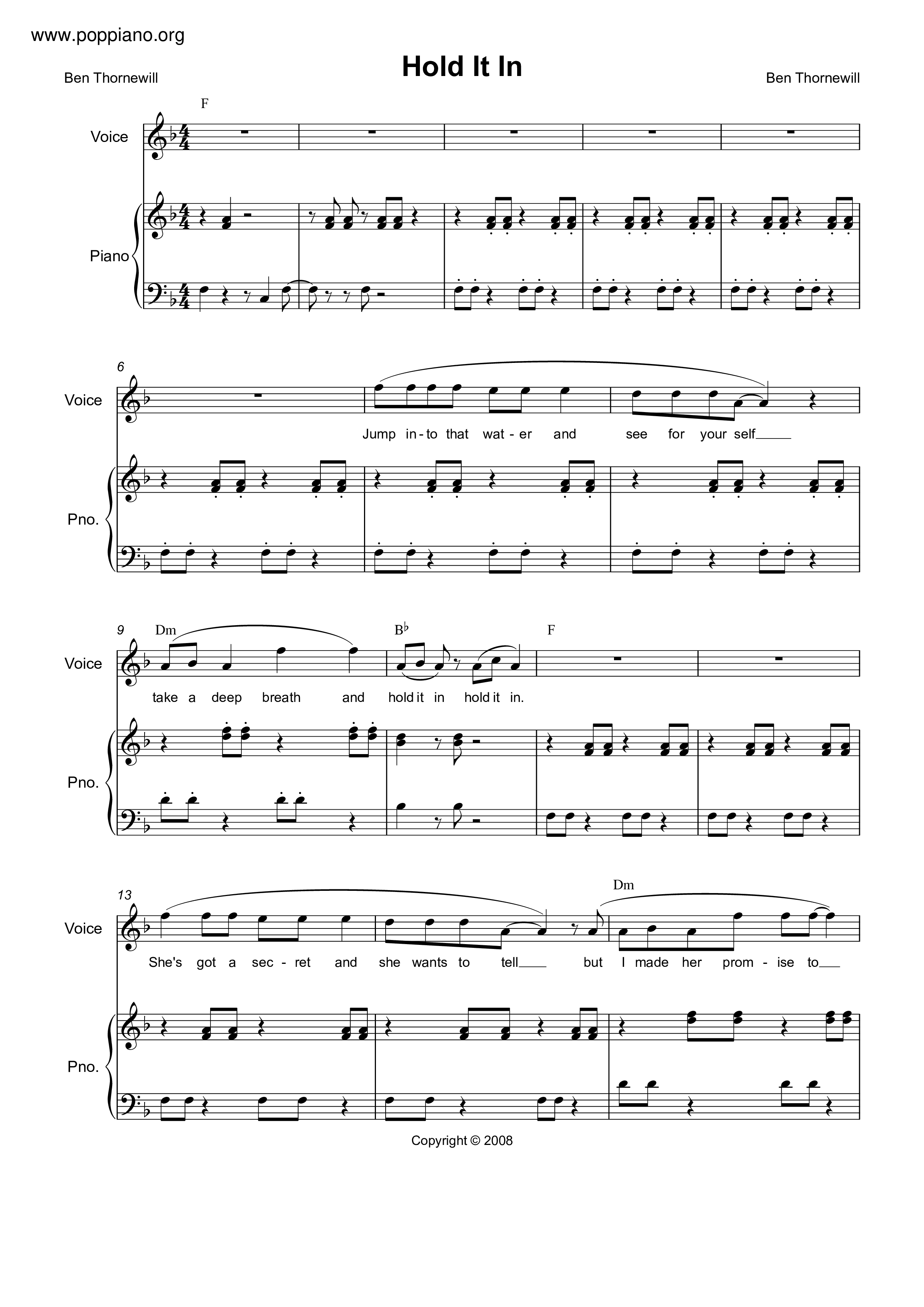 Jukebox The GhostHold It In Sheet Music pdf, Free Score Download ★