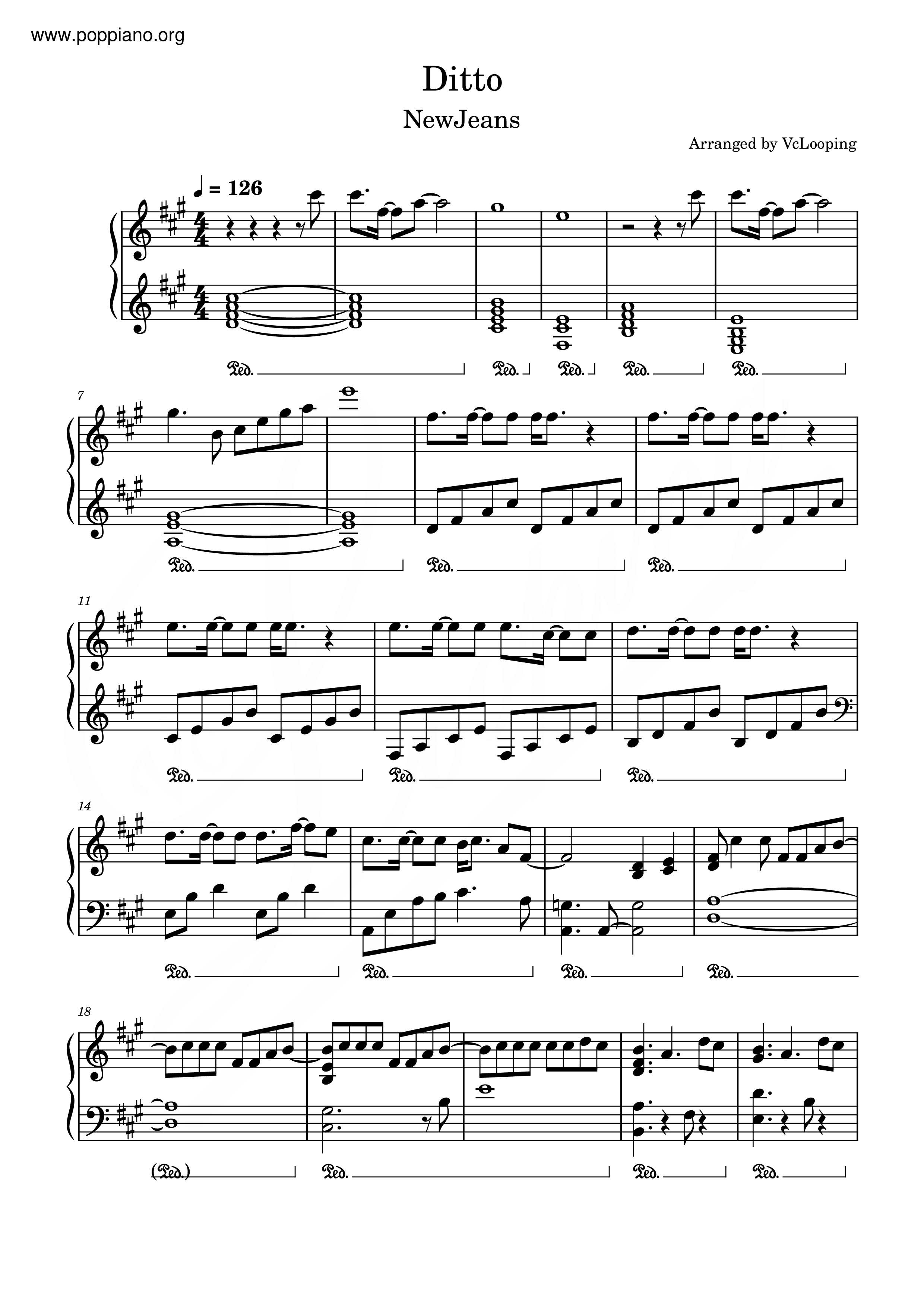 NewJeans Ditto Sheet Music Pdf Free Score Download 
