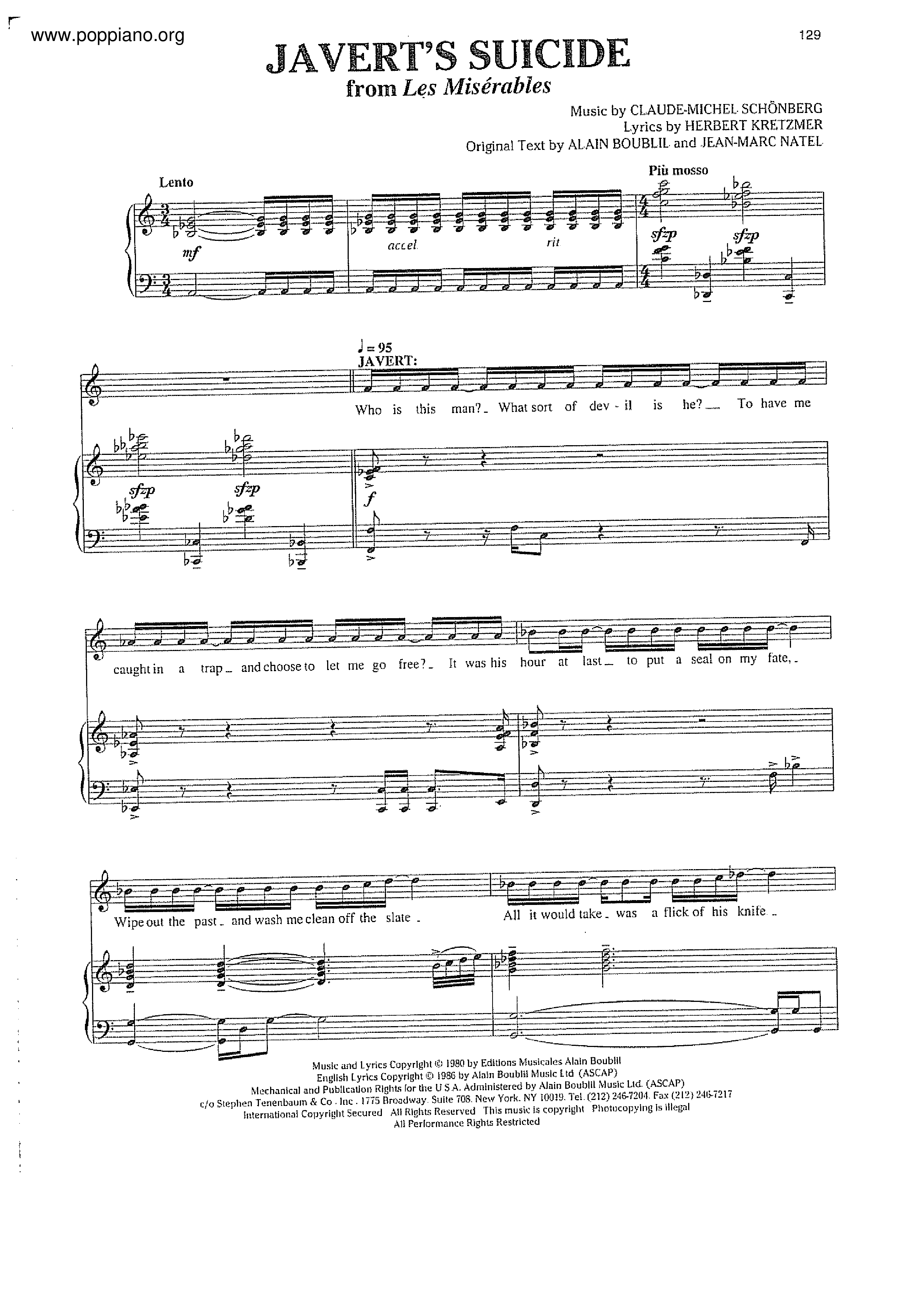 Javert's Suicide (From "Les Misérables")琴譜