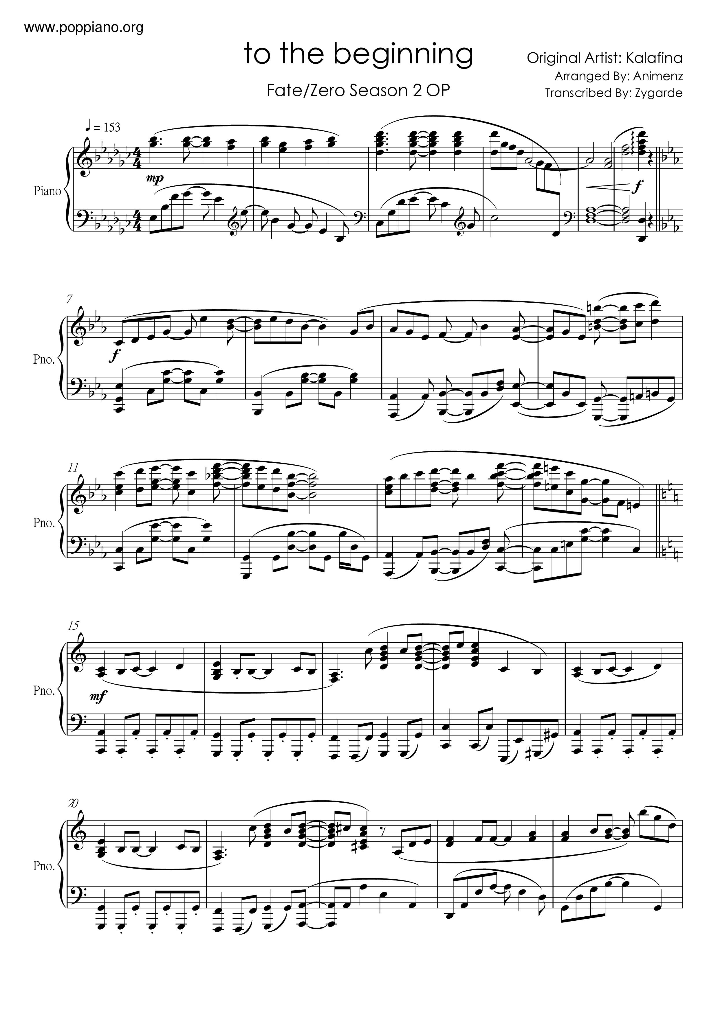 ☆ anime-Fate/Zero - To The Beginning Sheet Music pdf, (カラフィナ) - Free Score Download ☆ ☆ anime-Fate/Zero - To The Beginning Sheet Music pdf, (カラフィナ) - Free Score Download ☆