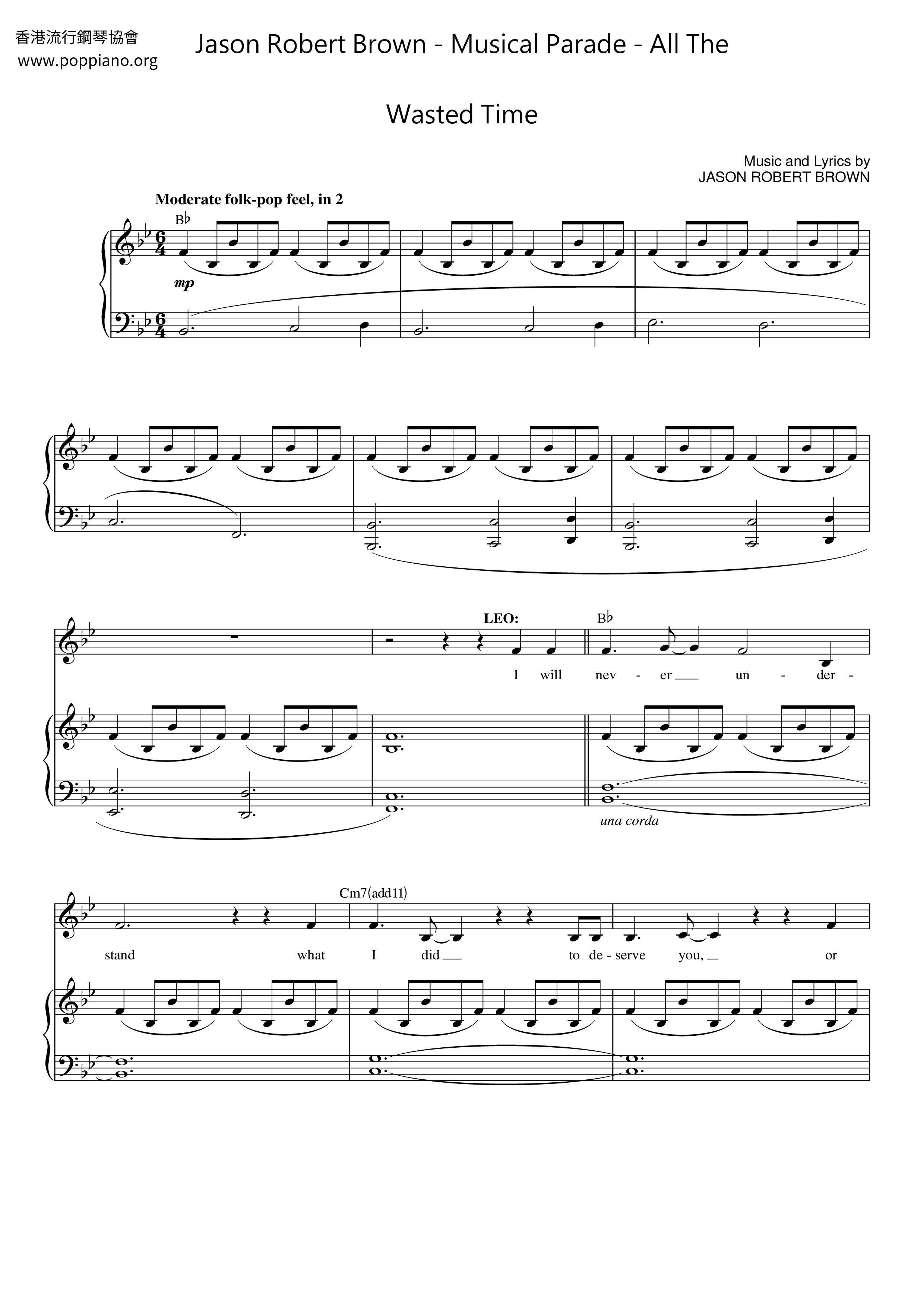 Musical Parade - All The Wasted Time琴譜