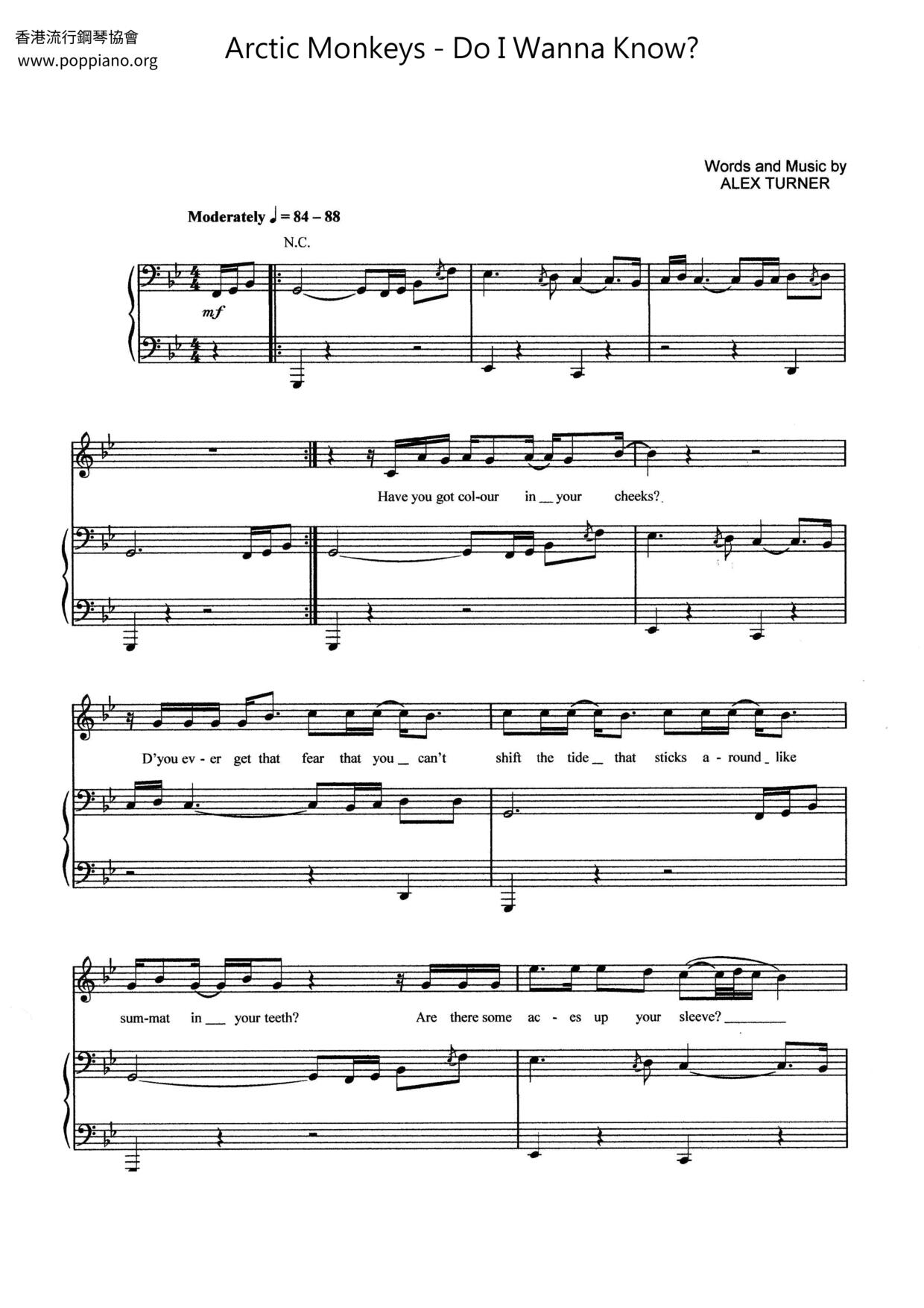 Do I Wanna Know?琴譜