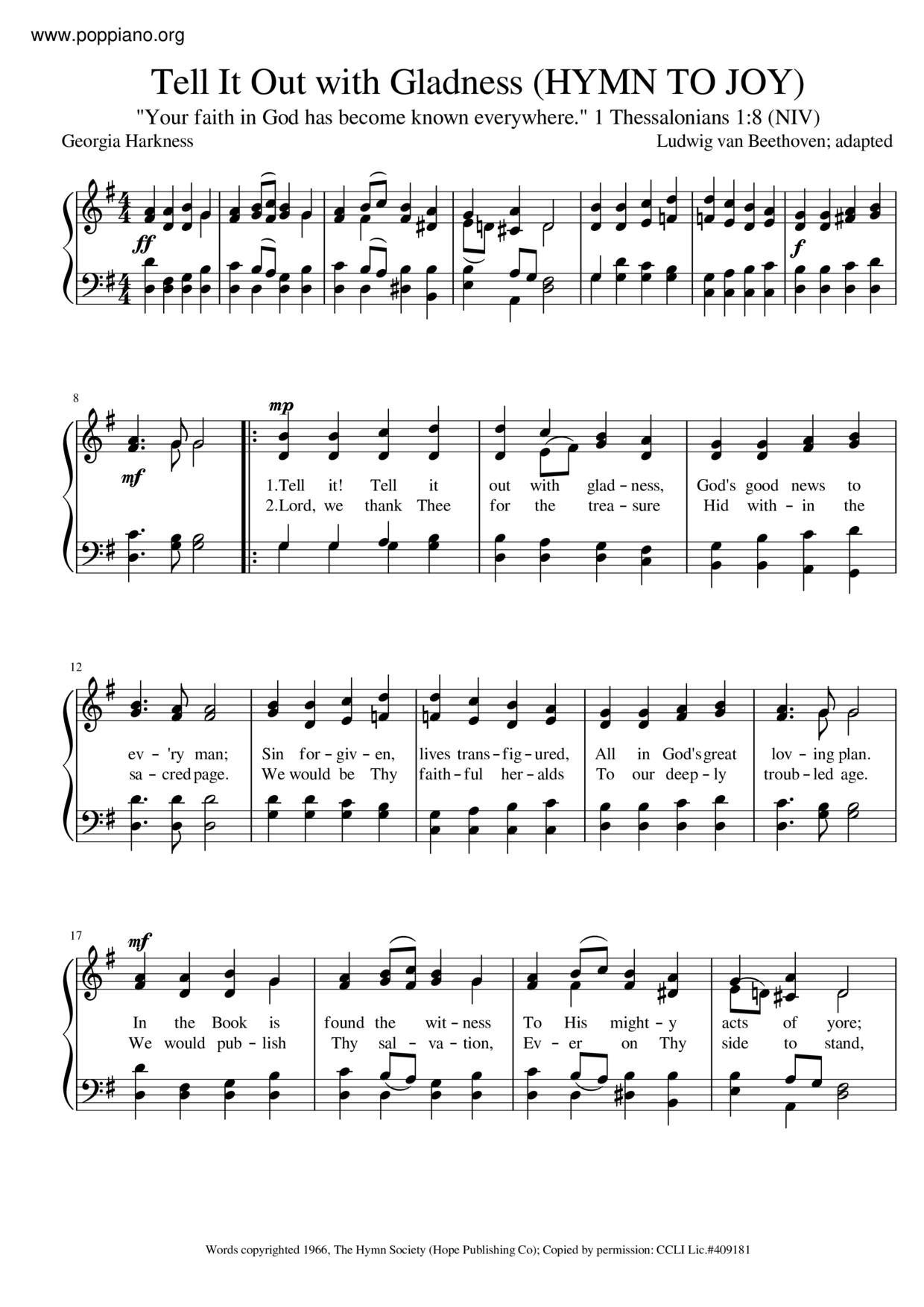 Hymn To Joy琴譜