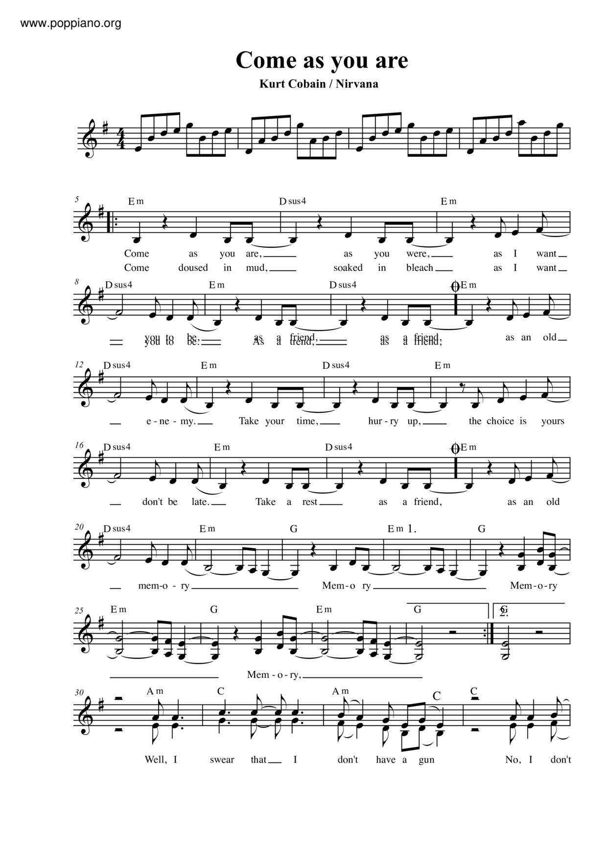 Nirvana come as you are pdf 