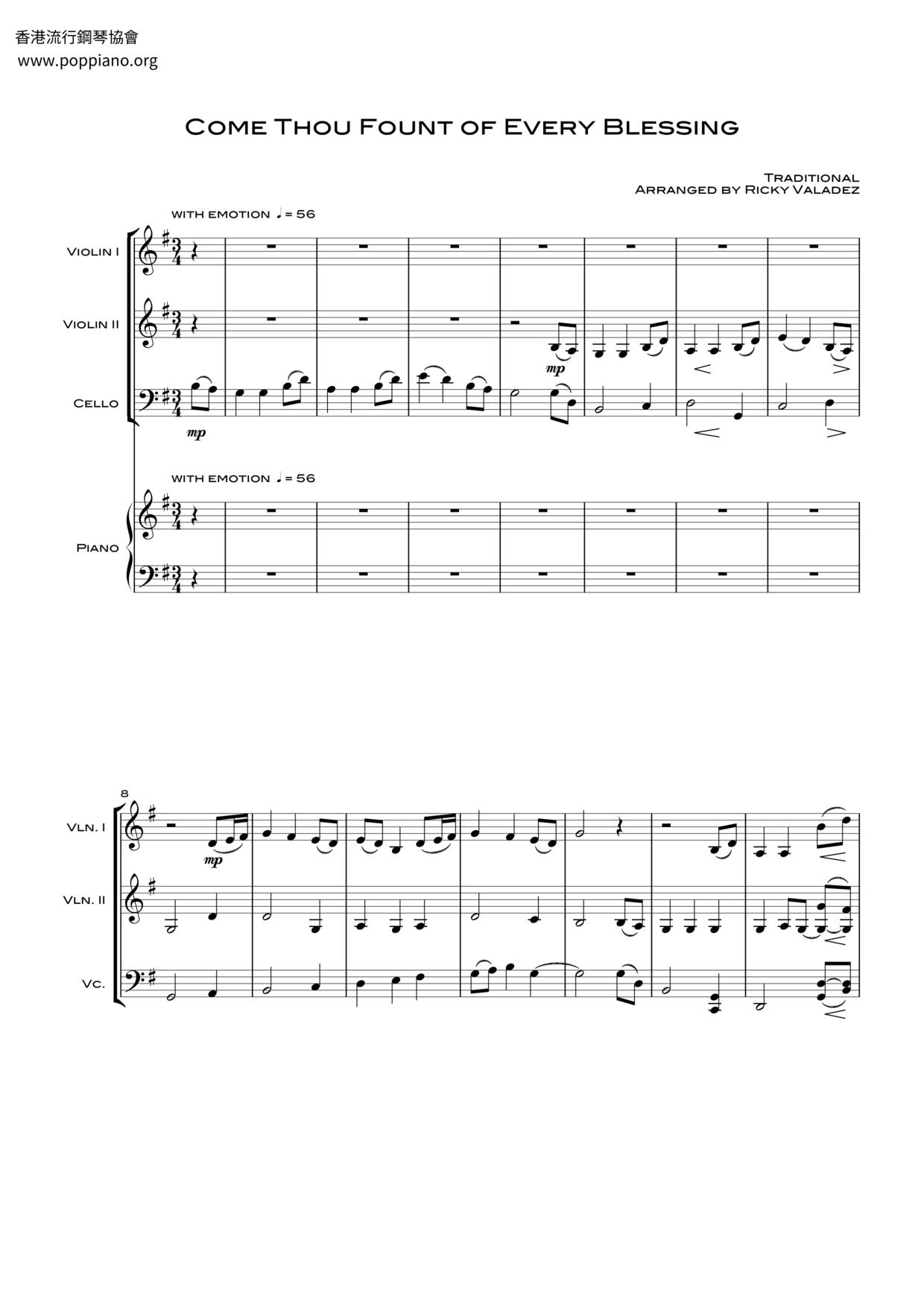 Come Thou Fount Of Every Blessing琴譜