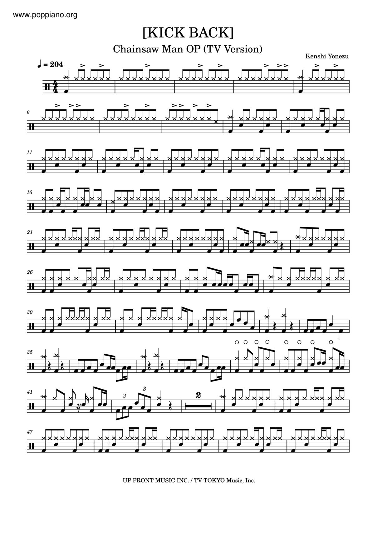 ☆ Kick Back | Sheet Music | Piano Score Free PDF Download