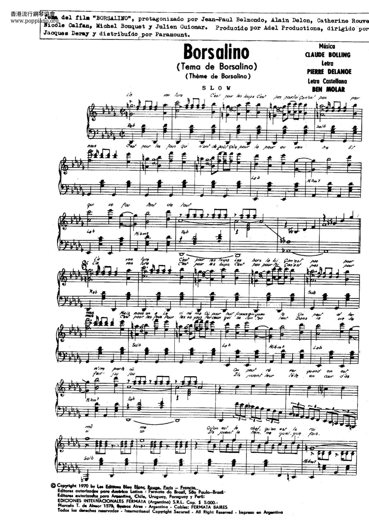 Theme From Borsalino琴譜
