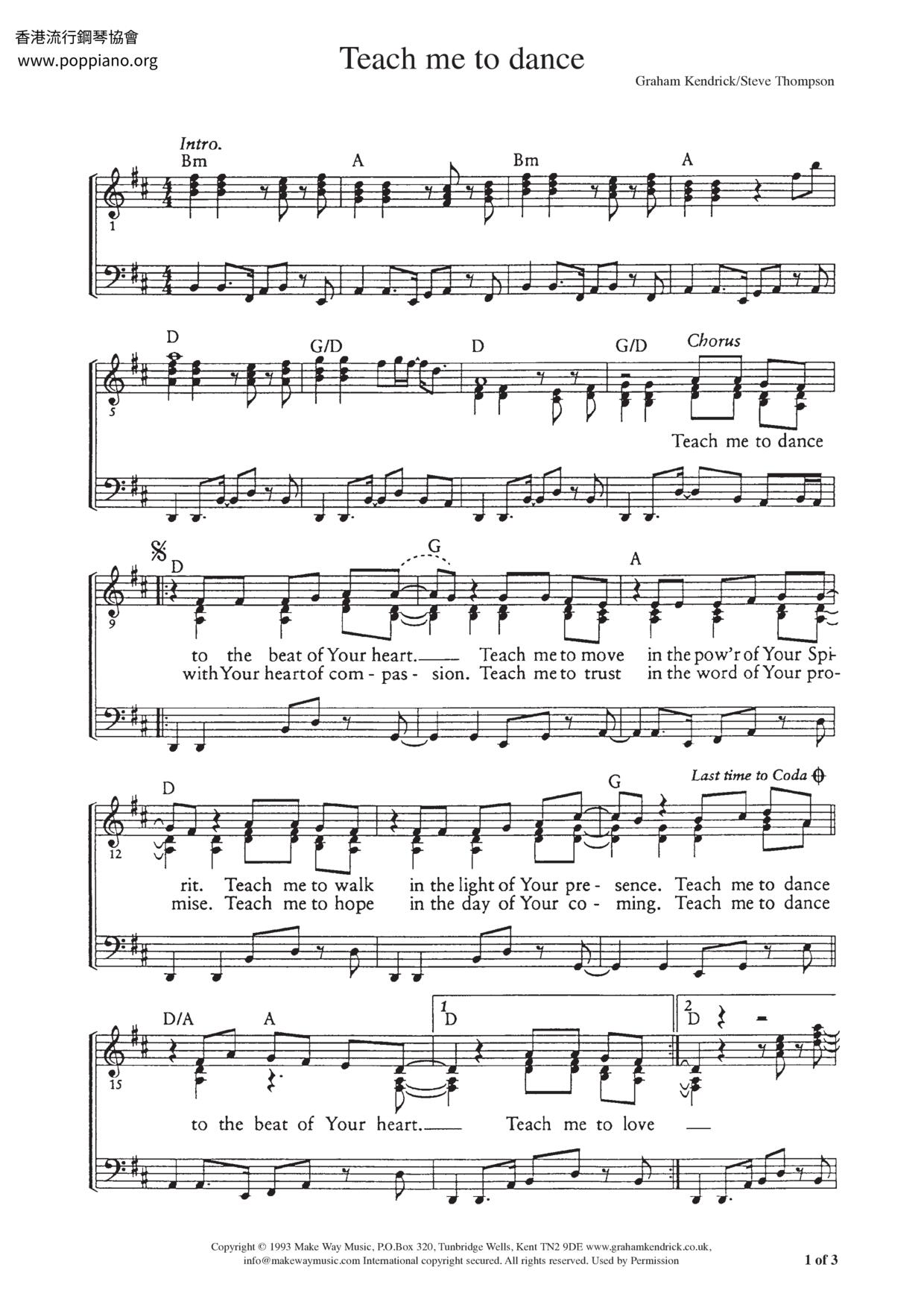 Teach Me To Dance琴譜