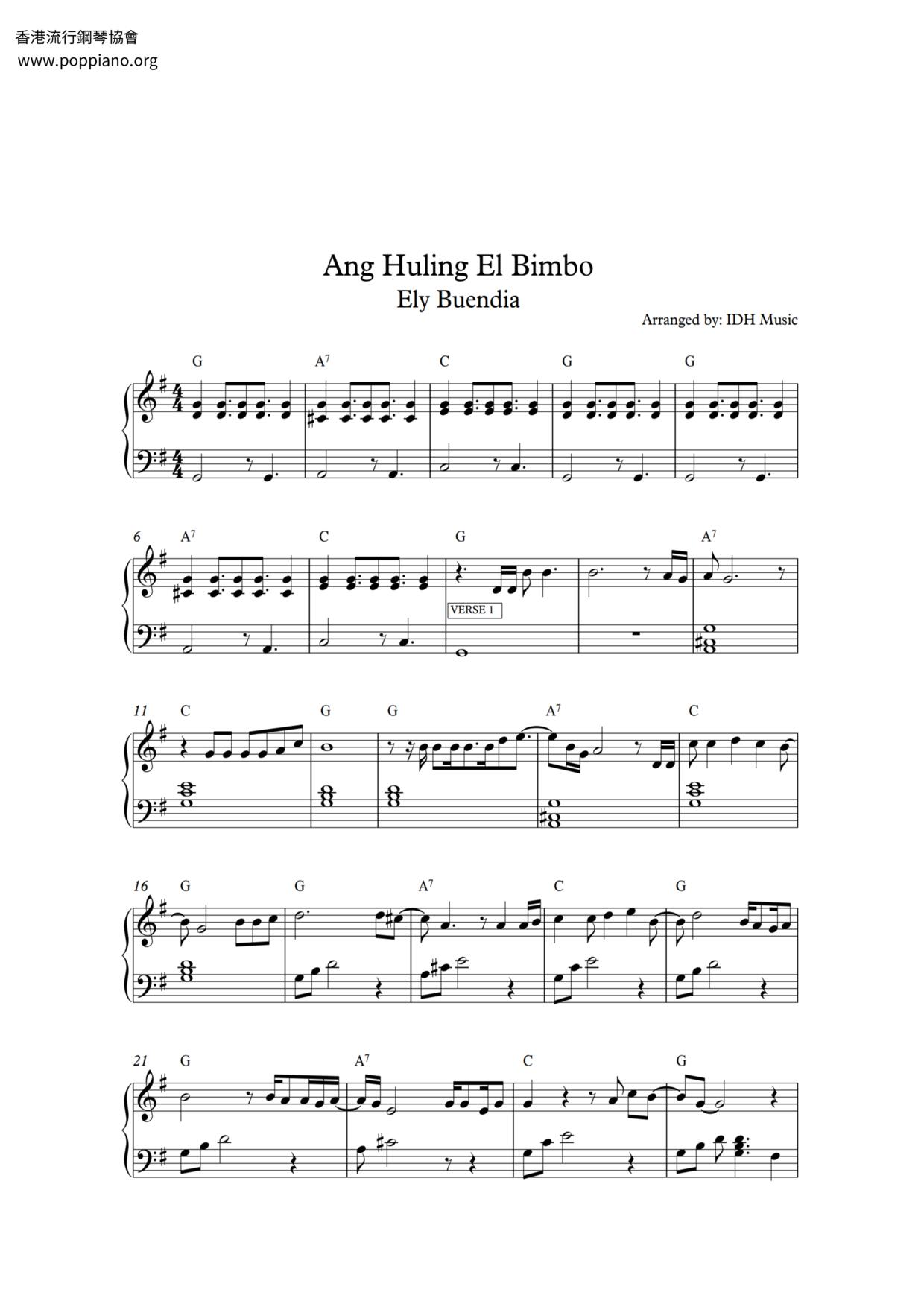 Ang Huling El Bimbo琴譜