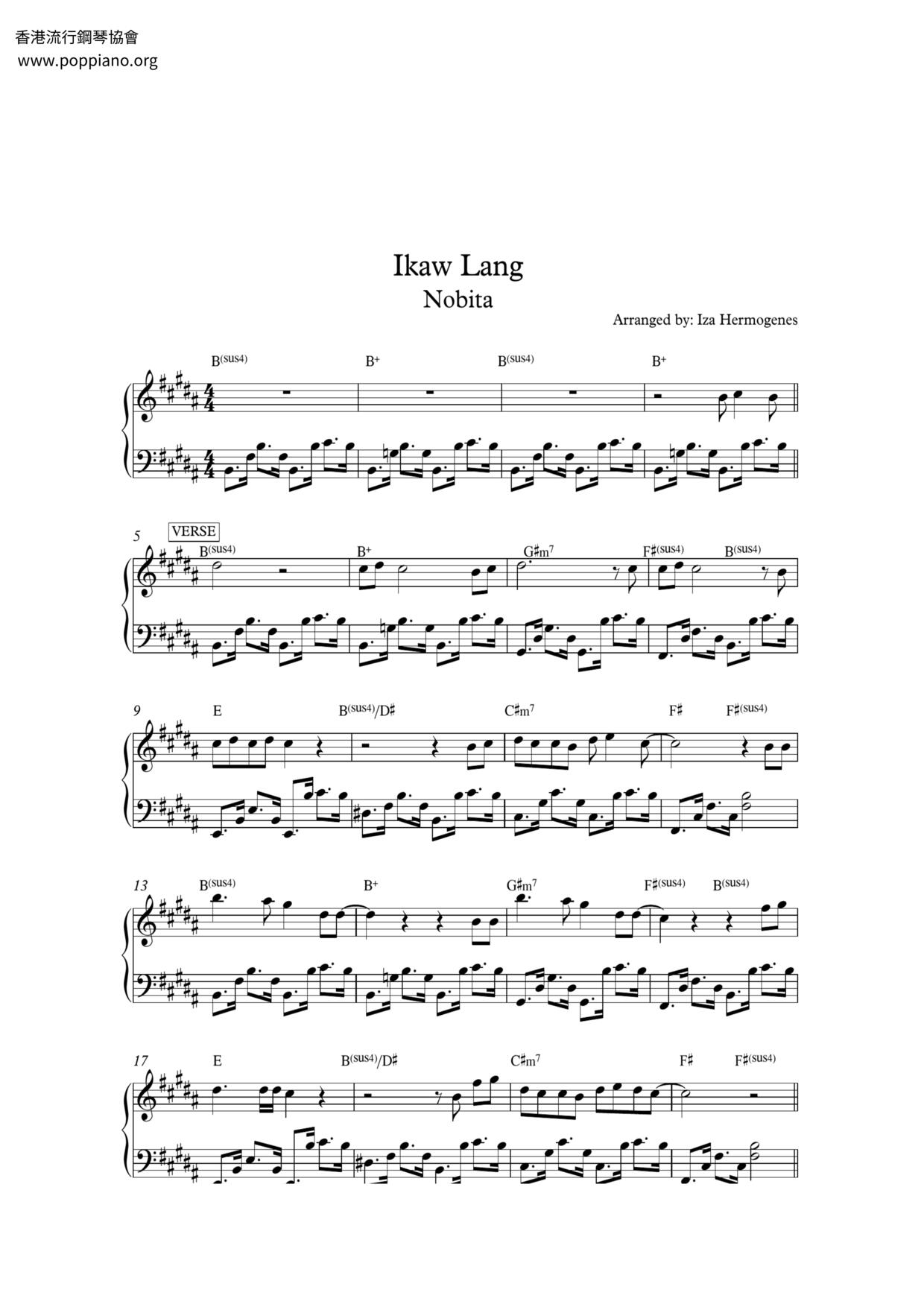 Ikaw Lang琴譜
