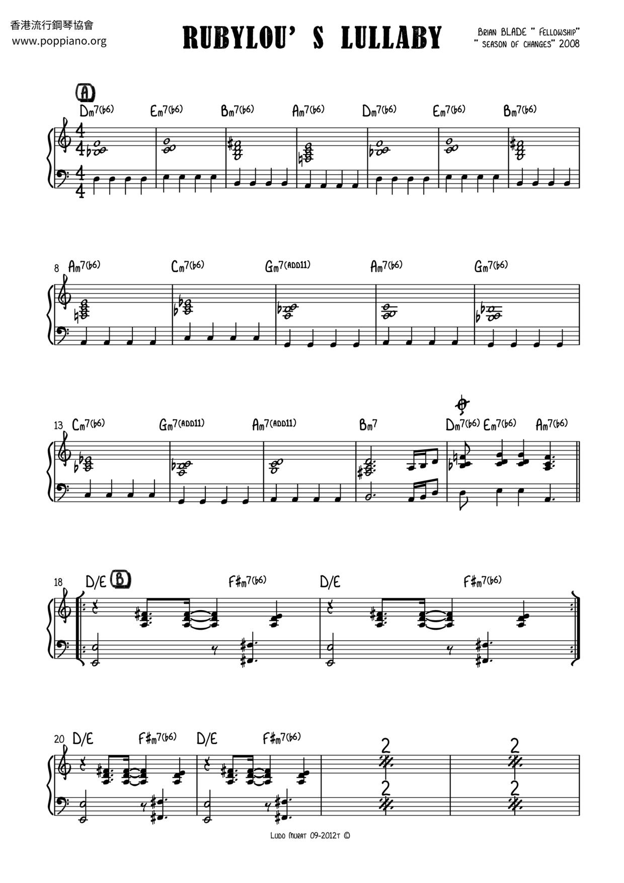 Rubylou's Lullaby琴譜