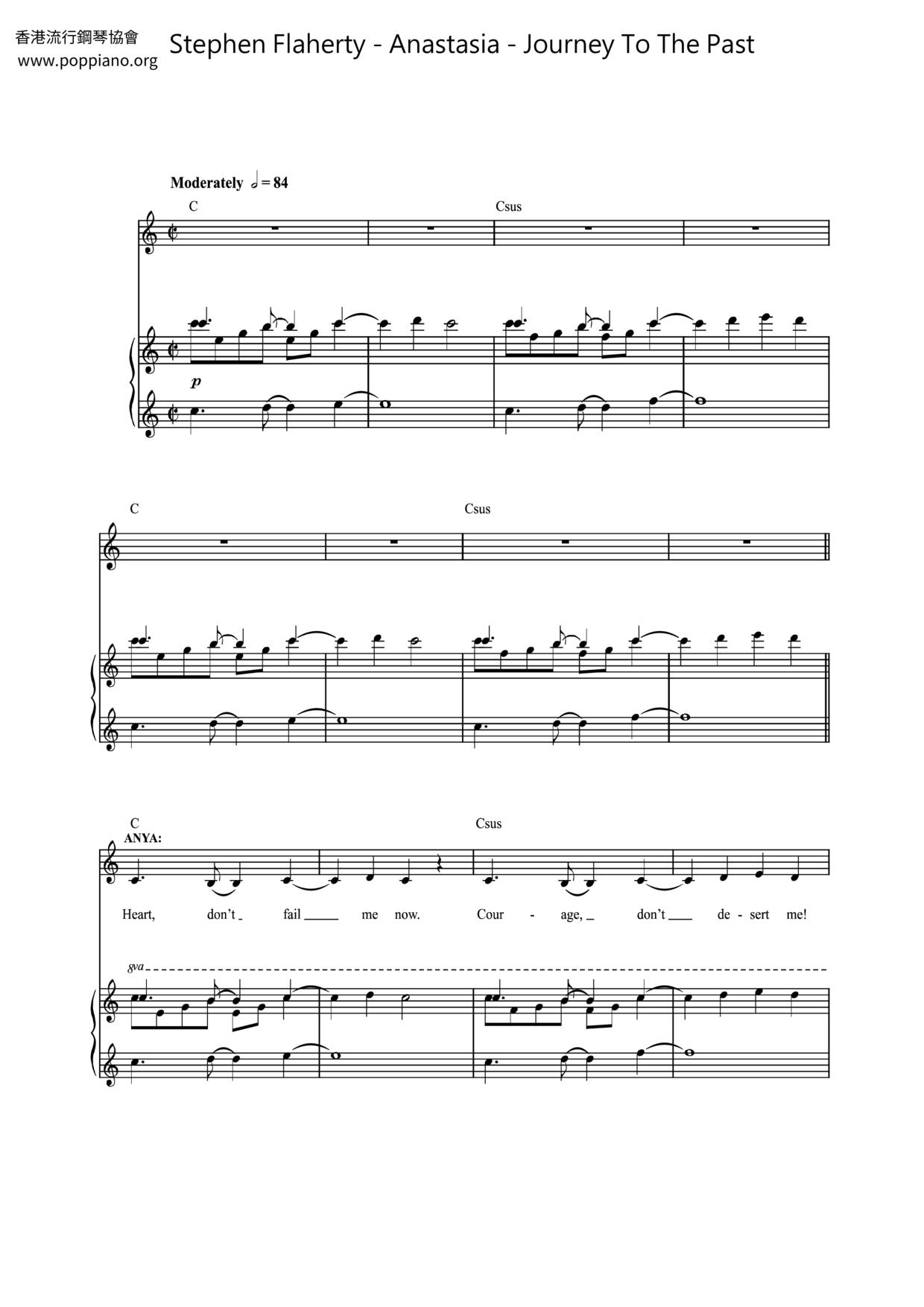 Anastasia - Journey To The Past琴譜