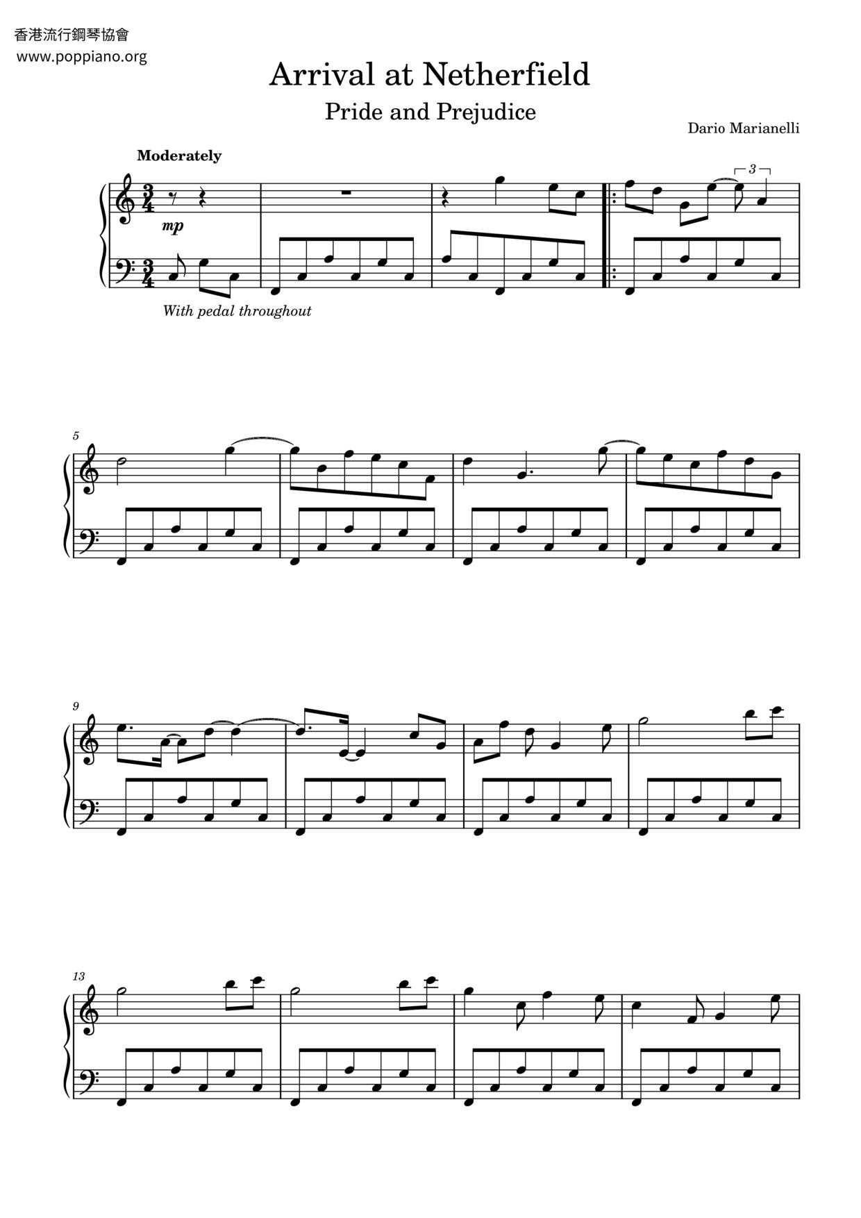 Pride & Prejudice - Arrival At Netherfield琴譜