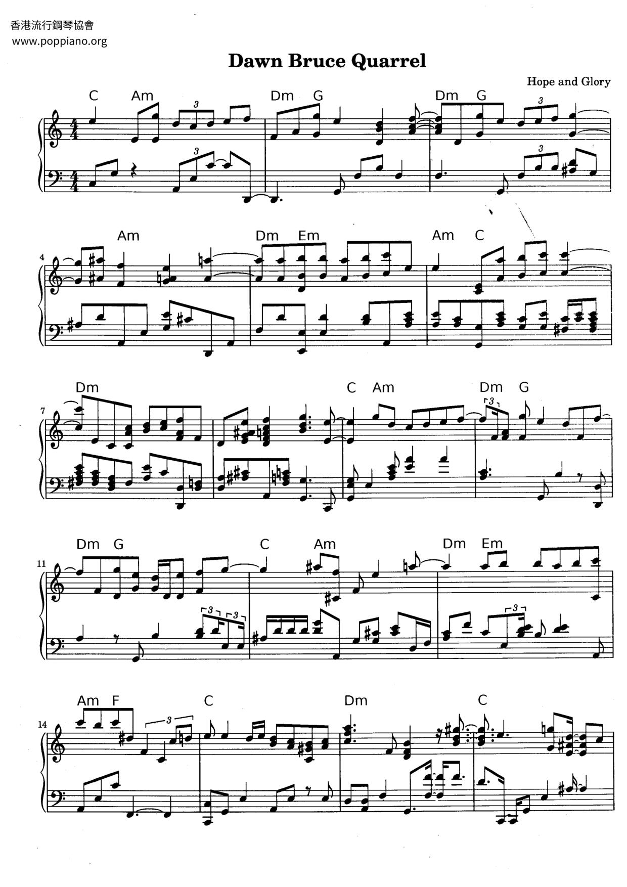 Hope And Glory - Dawn and Bruce Quarrel琴譜