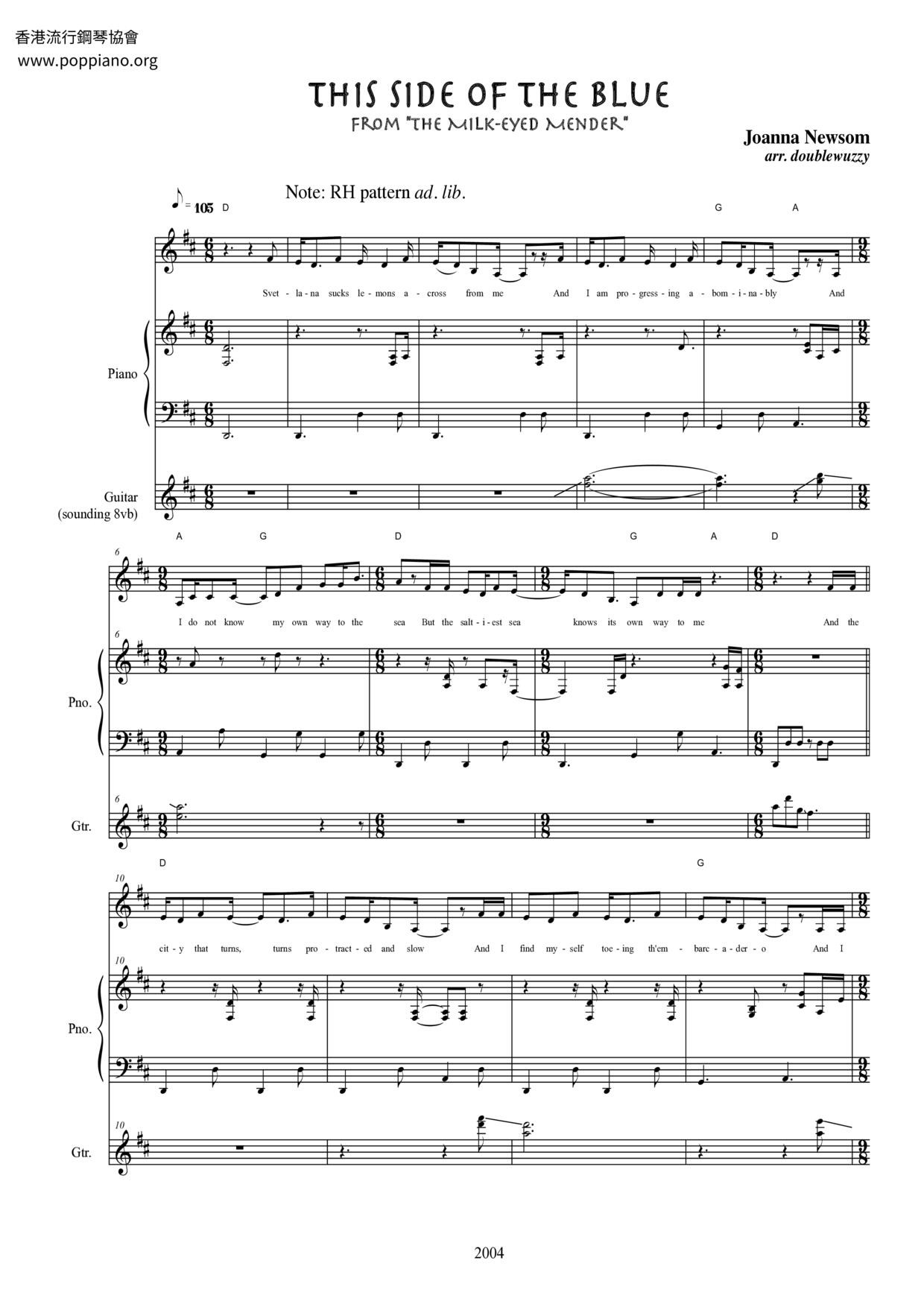 This Side Of The Blue琴譜
