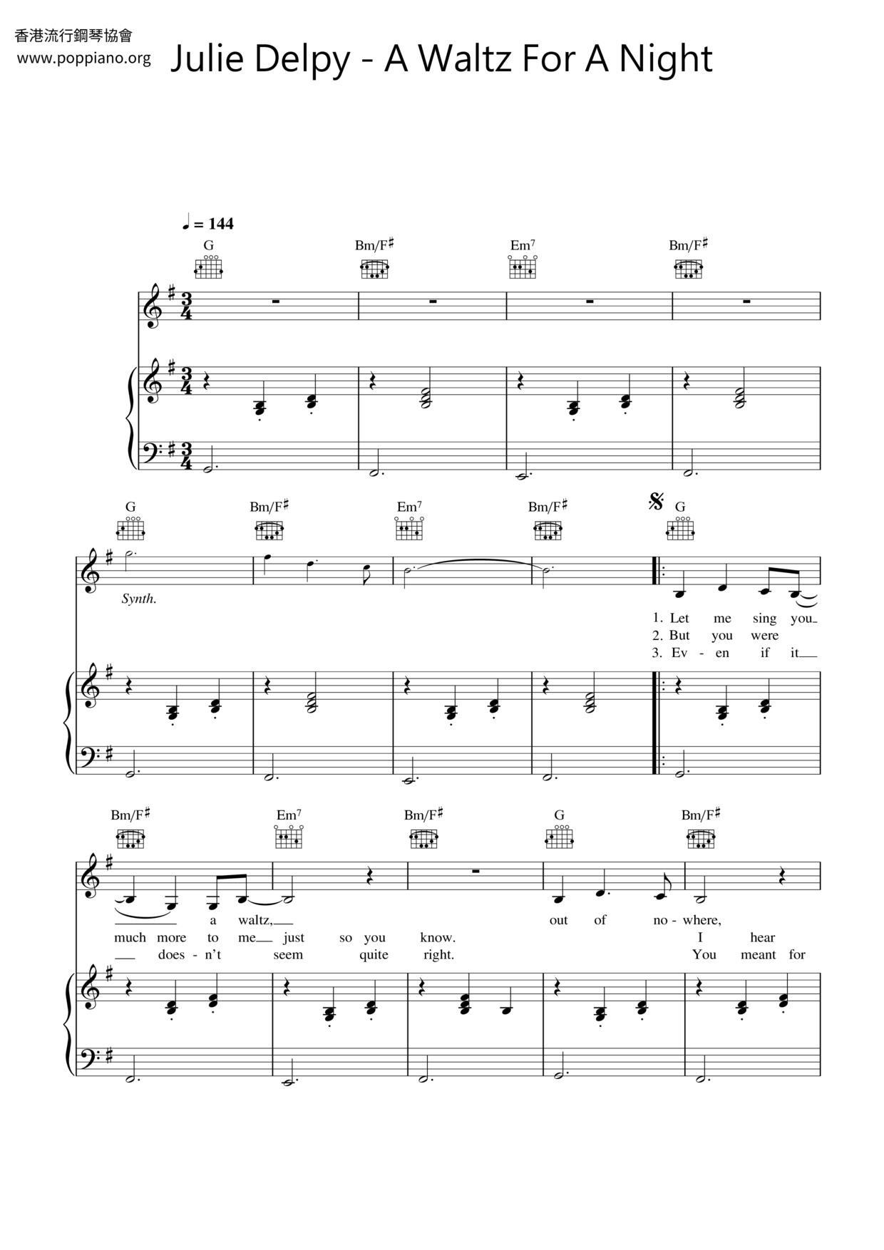 A Waltz For A Night琴譜