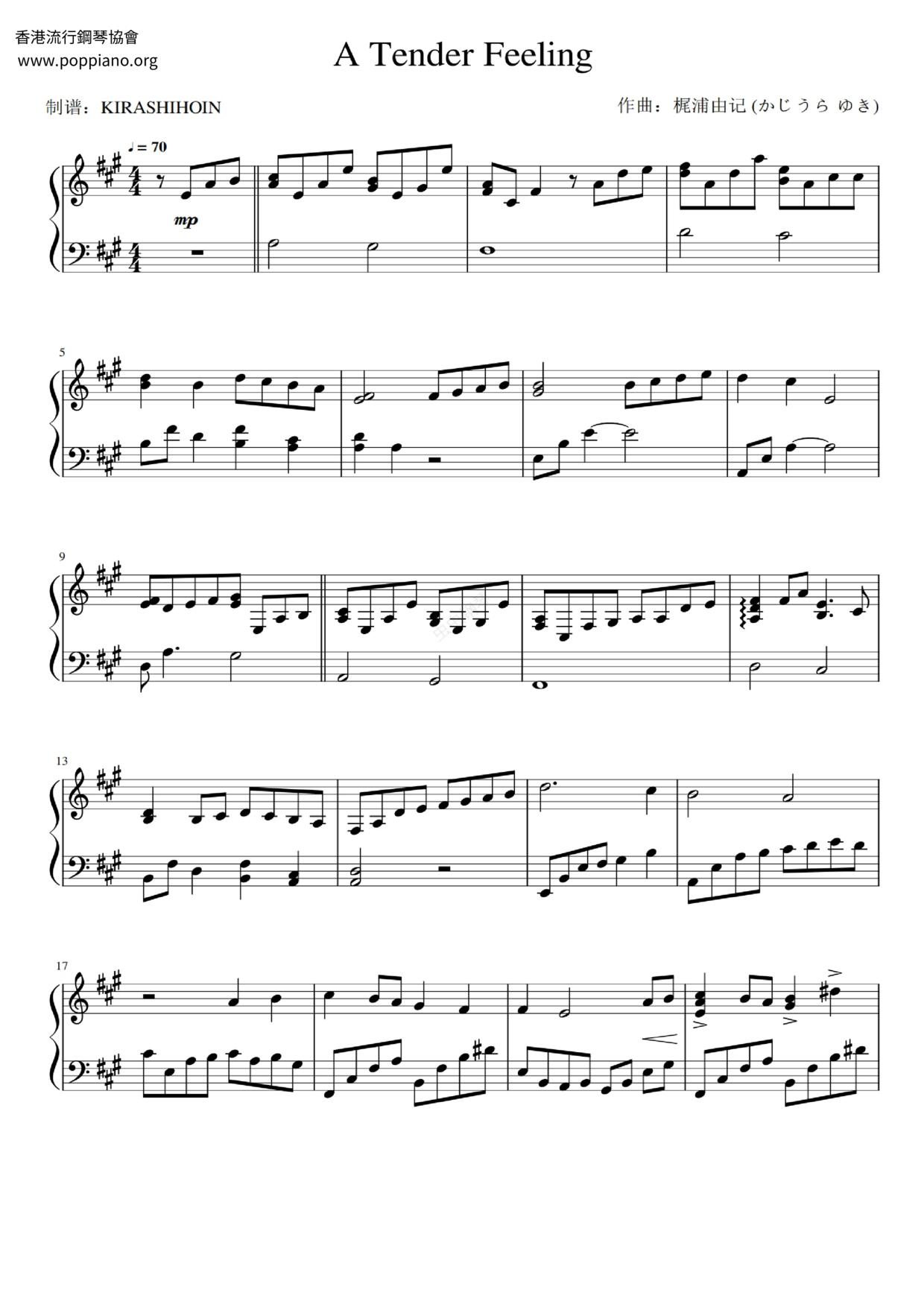 A Tender Feeling (Lisbeth's Theme)琴譜