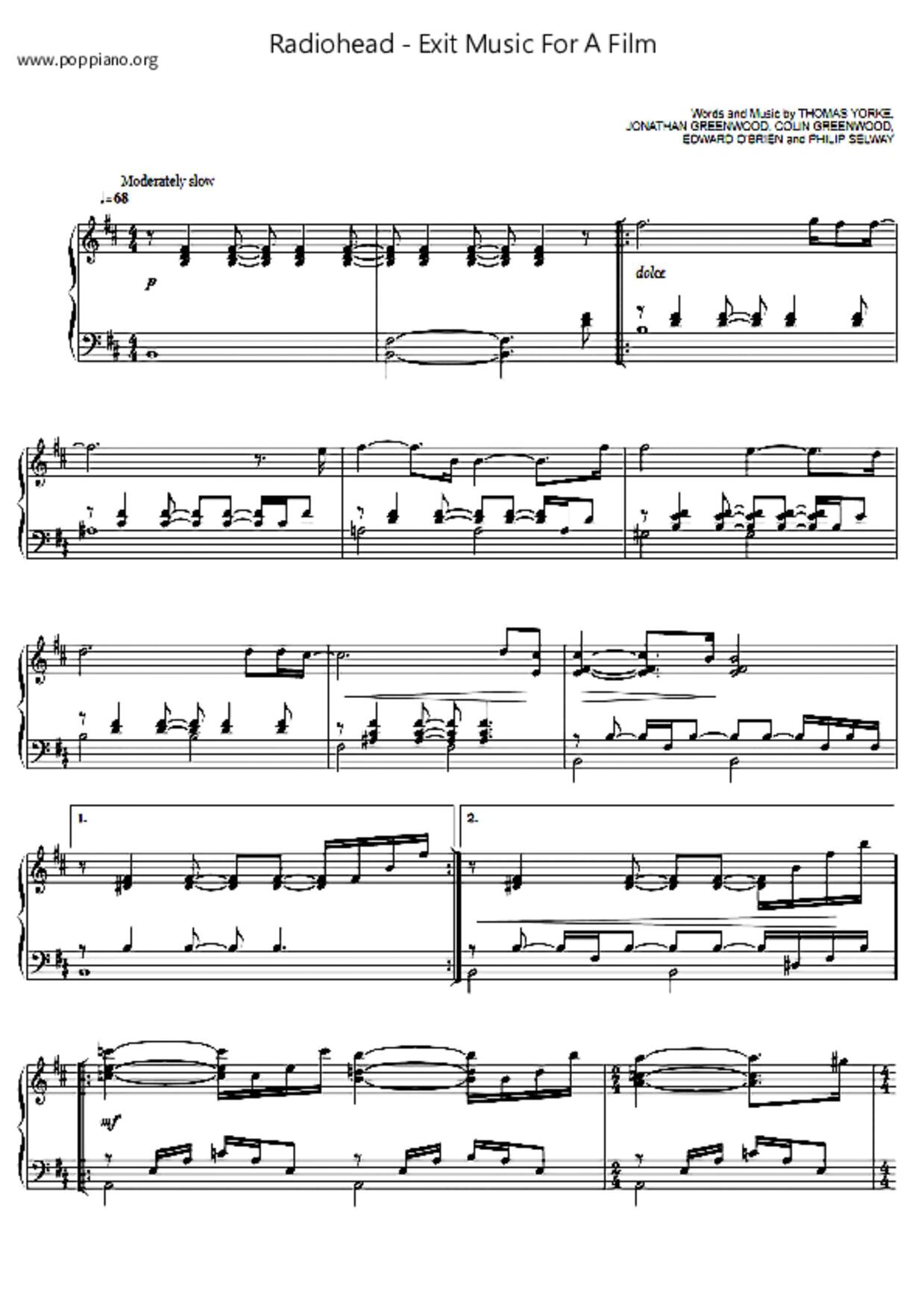 Exit Music For A Film琴譜